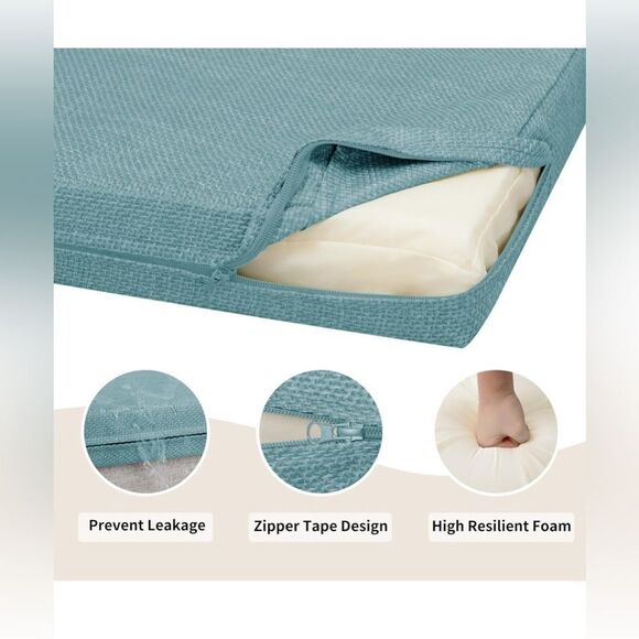 Waterproof Linen Patio Cushions Teal - Picture 2 of 6